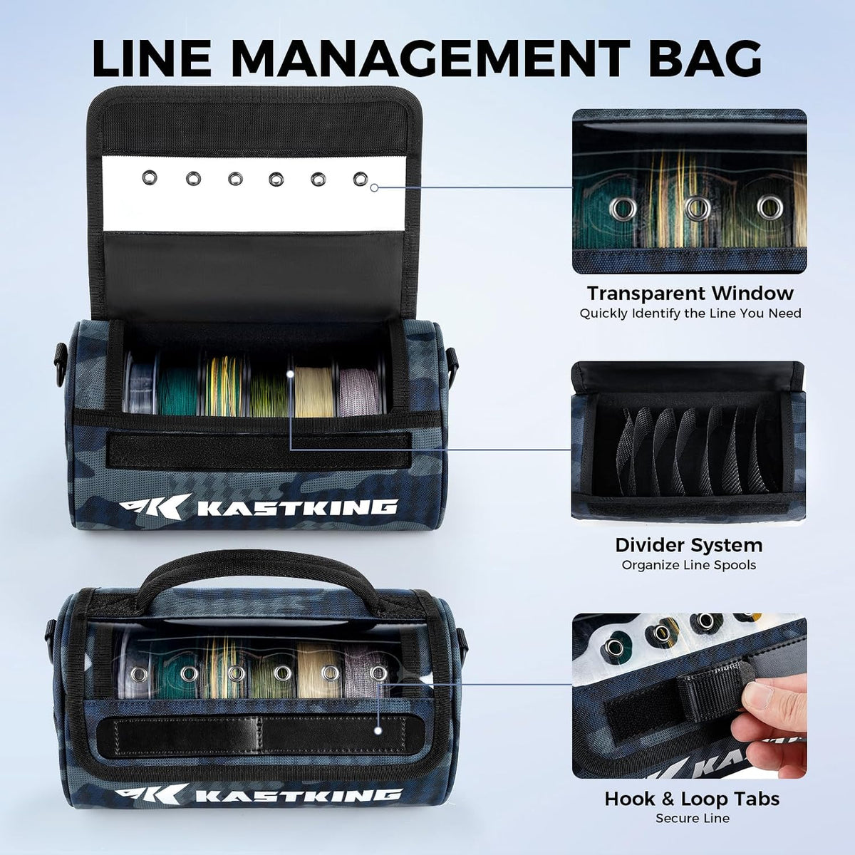 KastKing BaitSpace Line Bag Water Resistant Tackle Bag, Organize Spools
