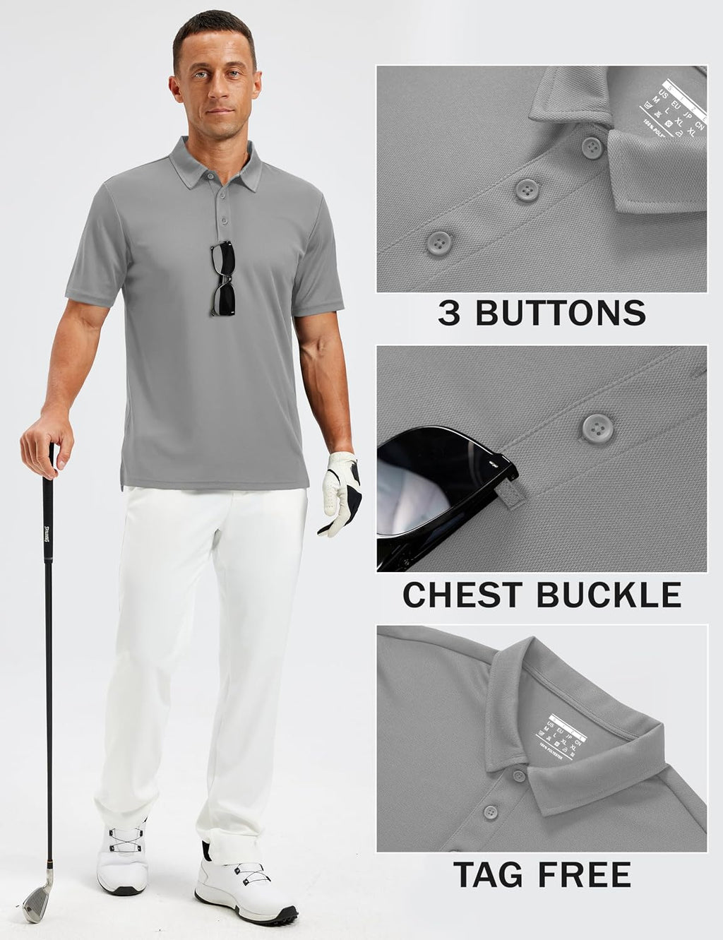 TACVASEN Men's Polo Shirts Short Sleeve Dry Fit Collared Golf Shirt