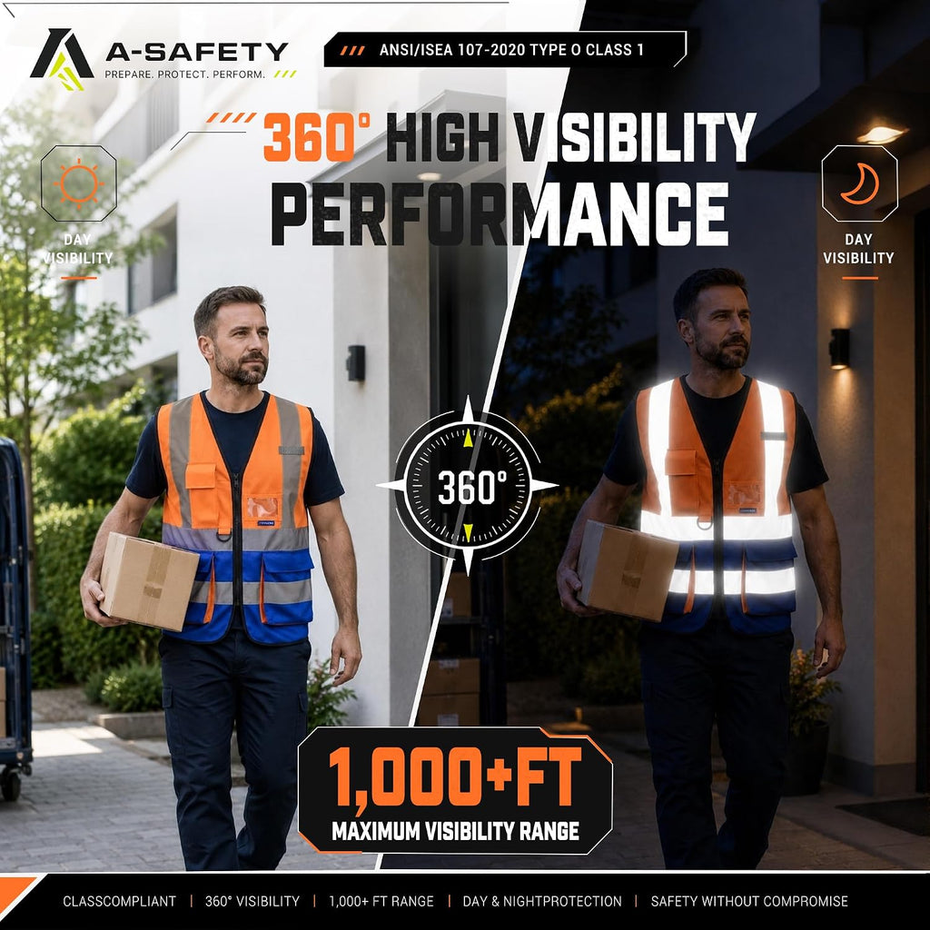 A-SAFETY High Visibility Reflective Safety Vest Customize Logo (XS-8XL)