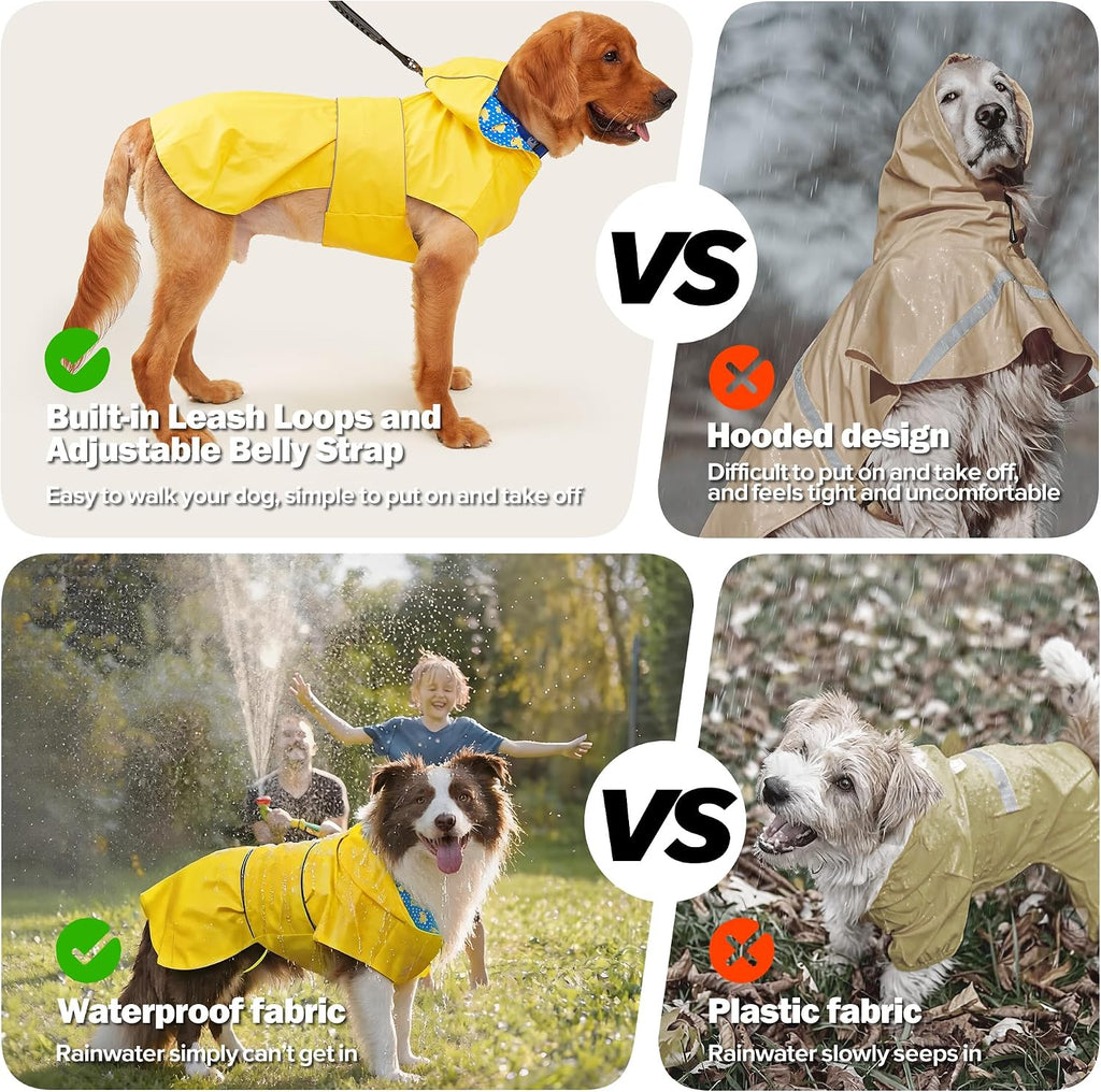 Kimee Dog Raincoat Waterproof Dog Rain Jacket for Small to 3X-Large Dogs, M