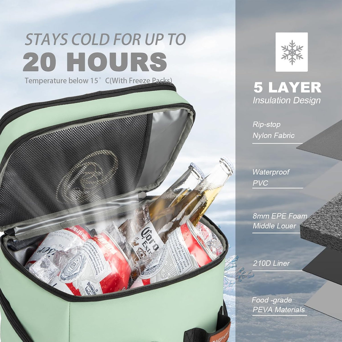 Bagparkk 33/45 Cans Leakproof Insulated Cooler Backpack with Double Deck
