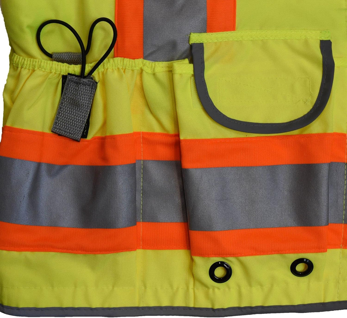 Radians SV55 Class 2 Heavy Woven Two Tone Engineer Vest with Padded Neck to Support Extra Weight in Cargo Pockets, Green, Large