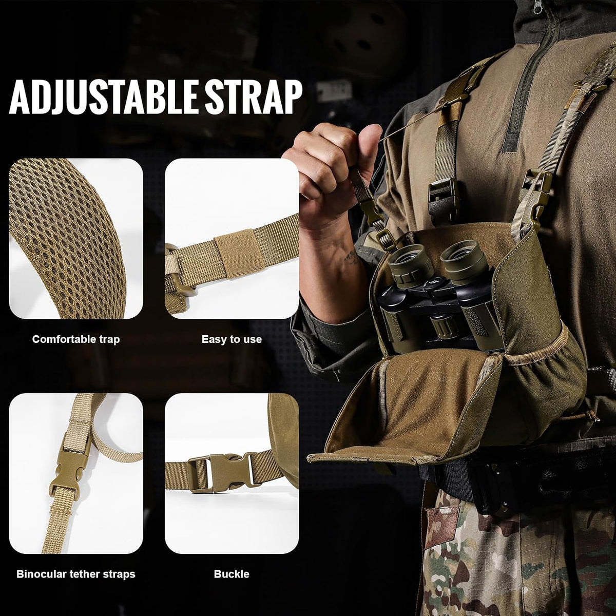 VISMIX Binocular Harness with Rain Cover for Hunting Hiking Shooting