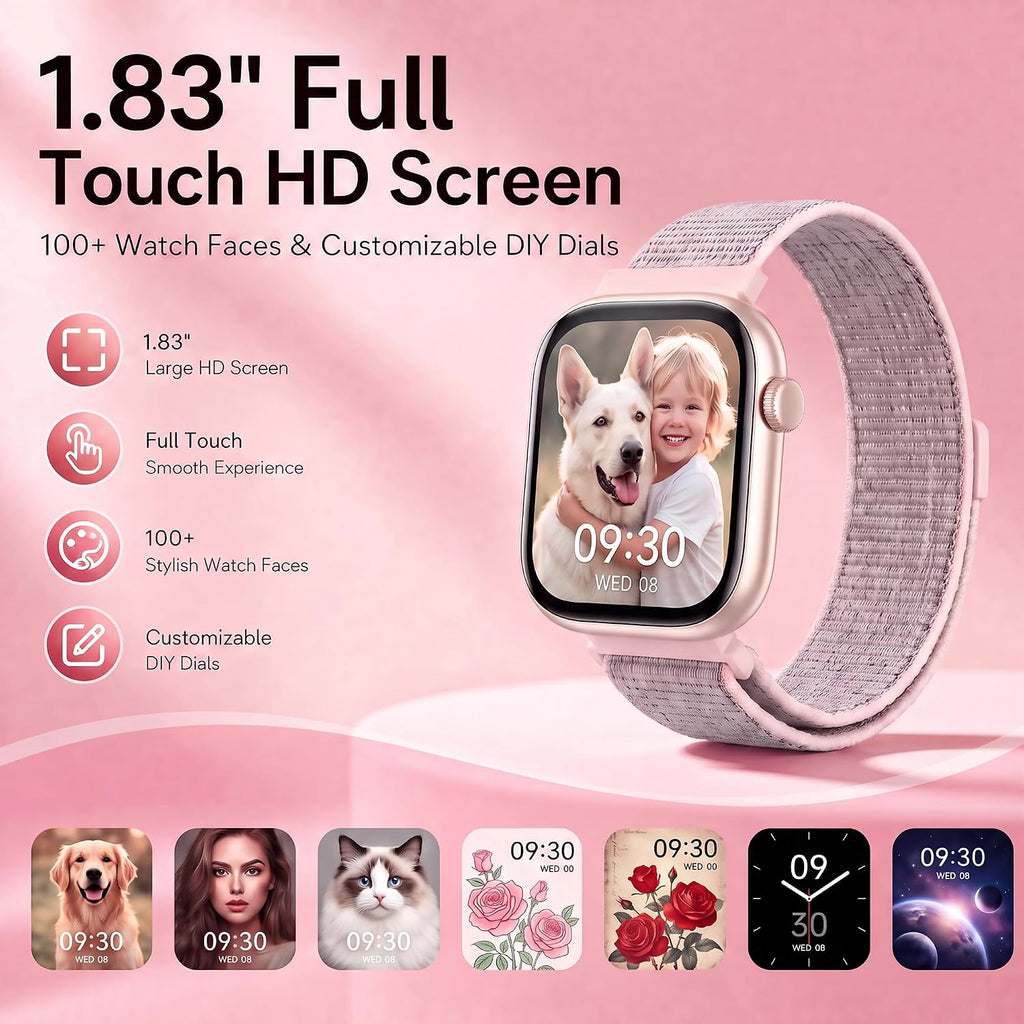 Smart Watch for Women, Bluetooth Answer/Make Calls, 1.83"HD Screen, 2 Bands