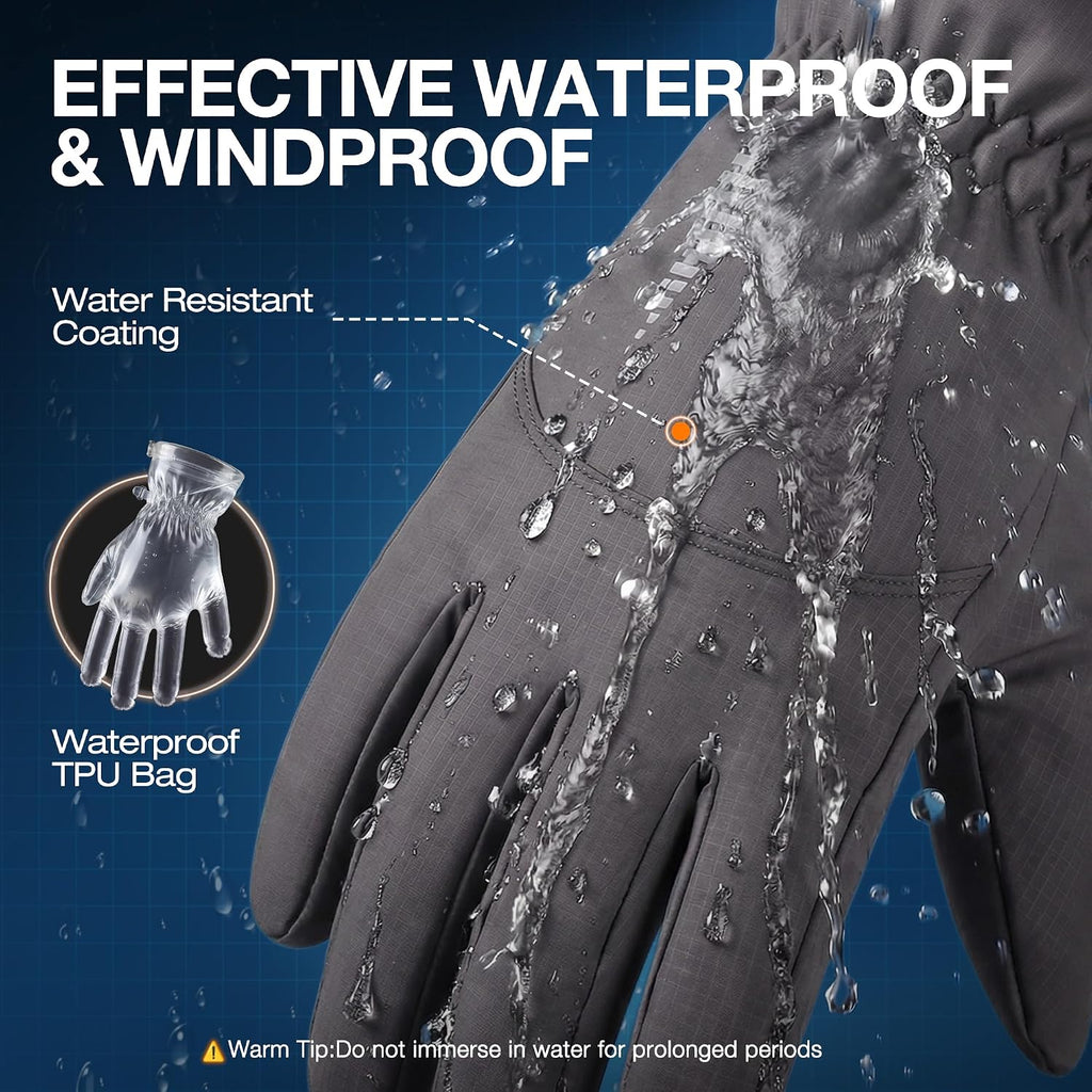 SIMARI Winter Waterproof Warm Gloves Women Men with Touchscreen Fingers, Ski Snow Windproof for Cold Weather Thermal, for Running Hiking Driving Cycling Outdoor Sports Daily Work