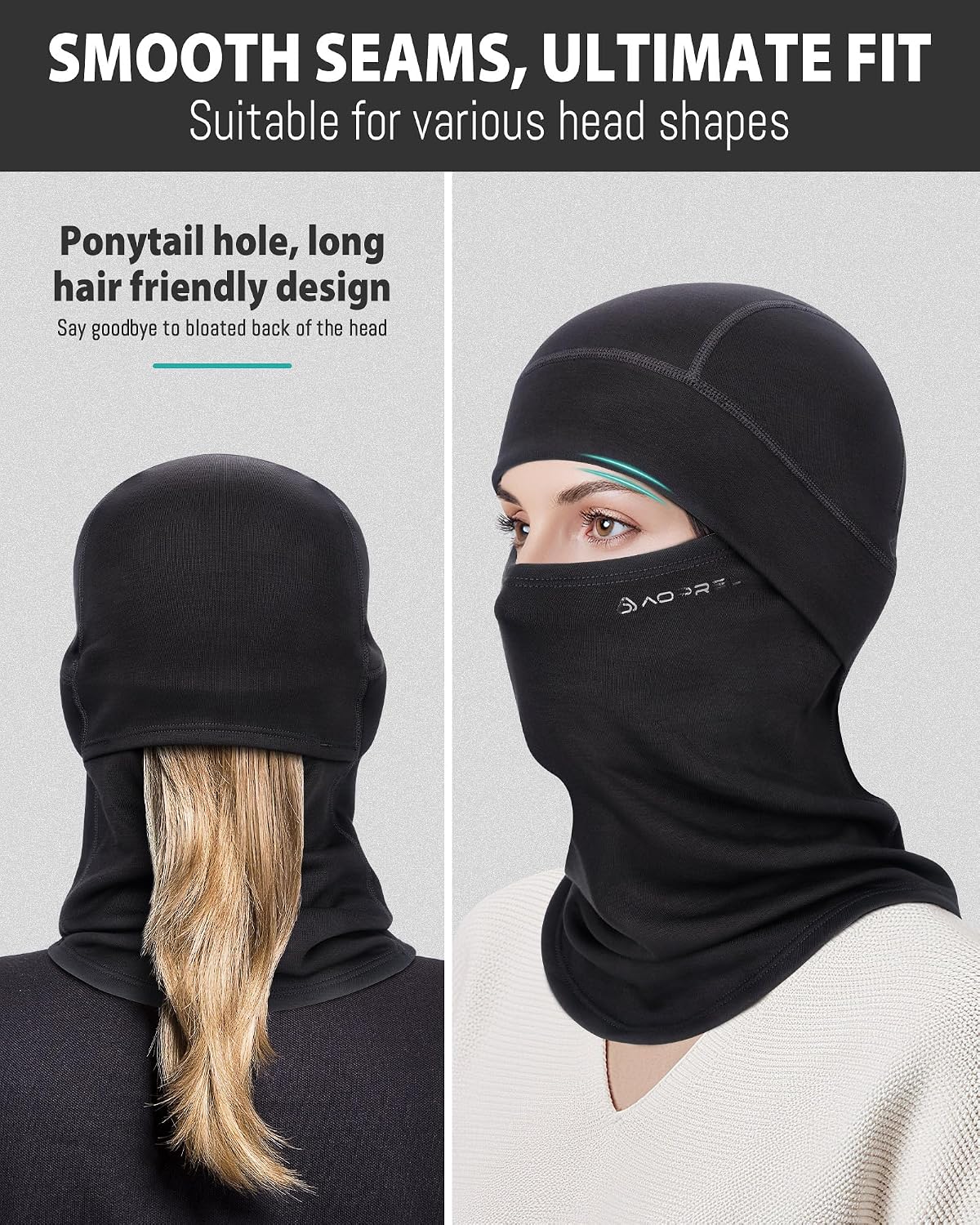 AOPREL Balaclava Ski Mask for Men & Women, Modal Wool Blend Soft Face Mask