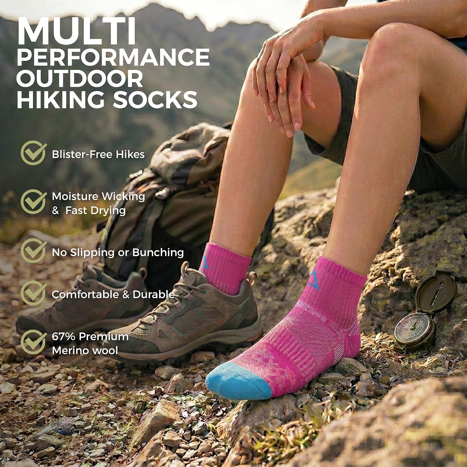 innotree Merino Wool Hiking Socks for Women, 5 Pairs