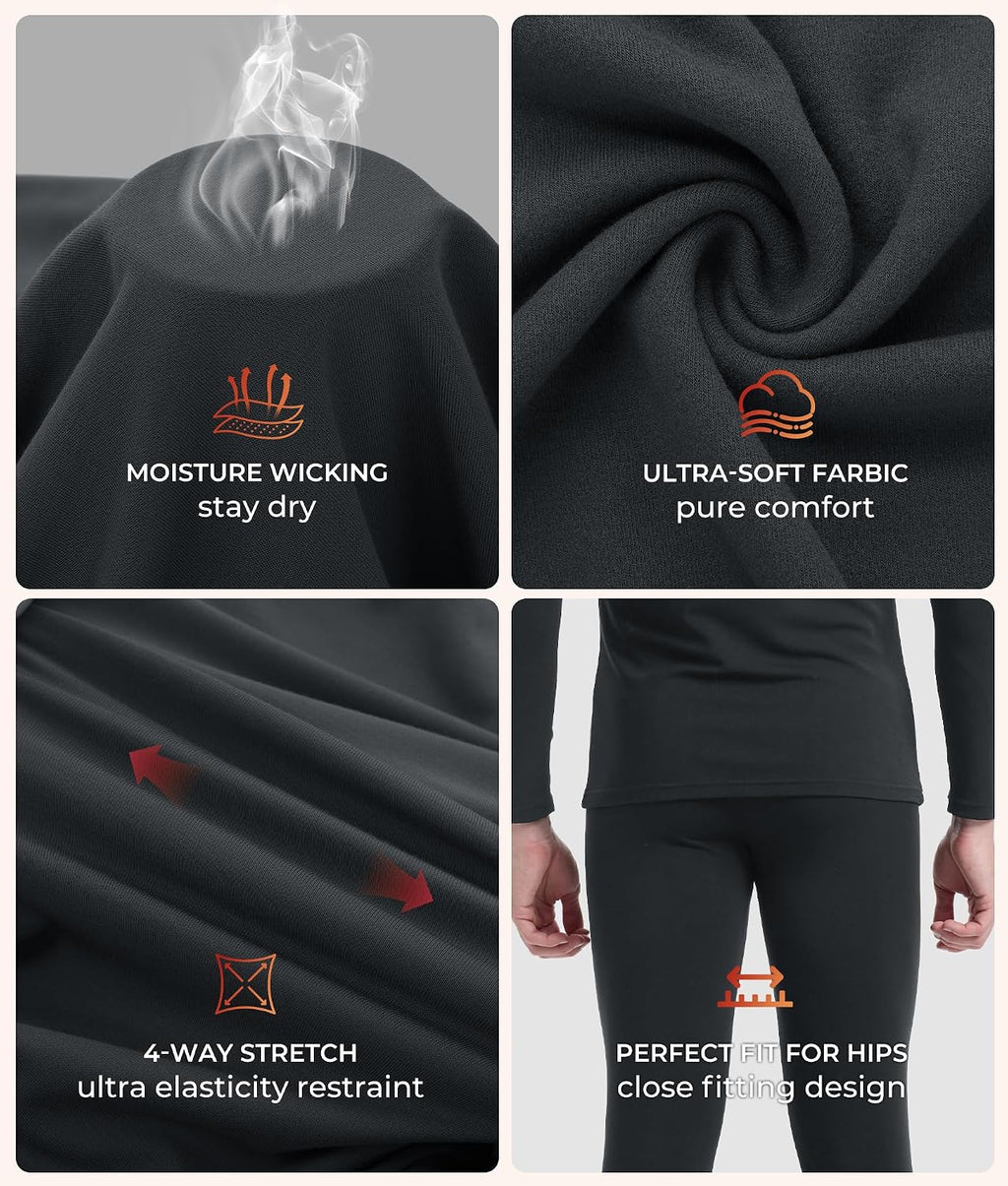 BAMBOO COOL Men's Thermal Underwear Lightweight Fleece Lined