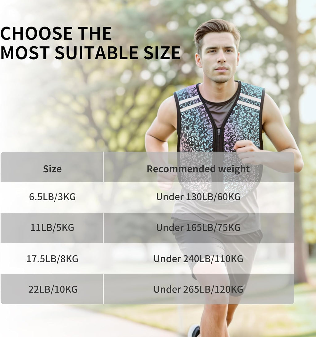 PROIRON Weighted Vest Soft Washable for Men Women 6.5lbs/11lbs/17.5lbs/22lbs,Fully Reflective Running Weight Vest,No Leakage Weighted Vest for Fitness,Workout,Weight Loss,Strength Training