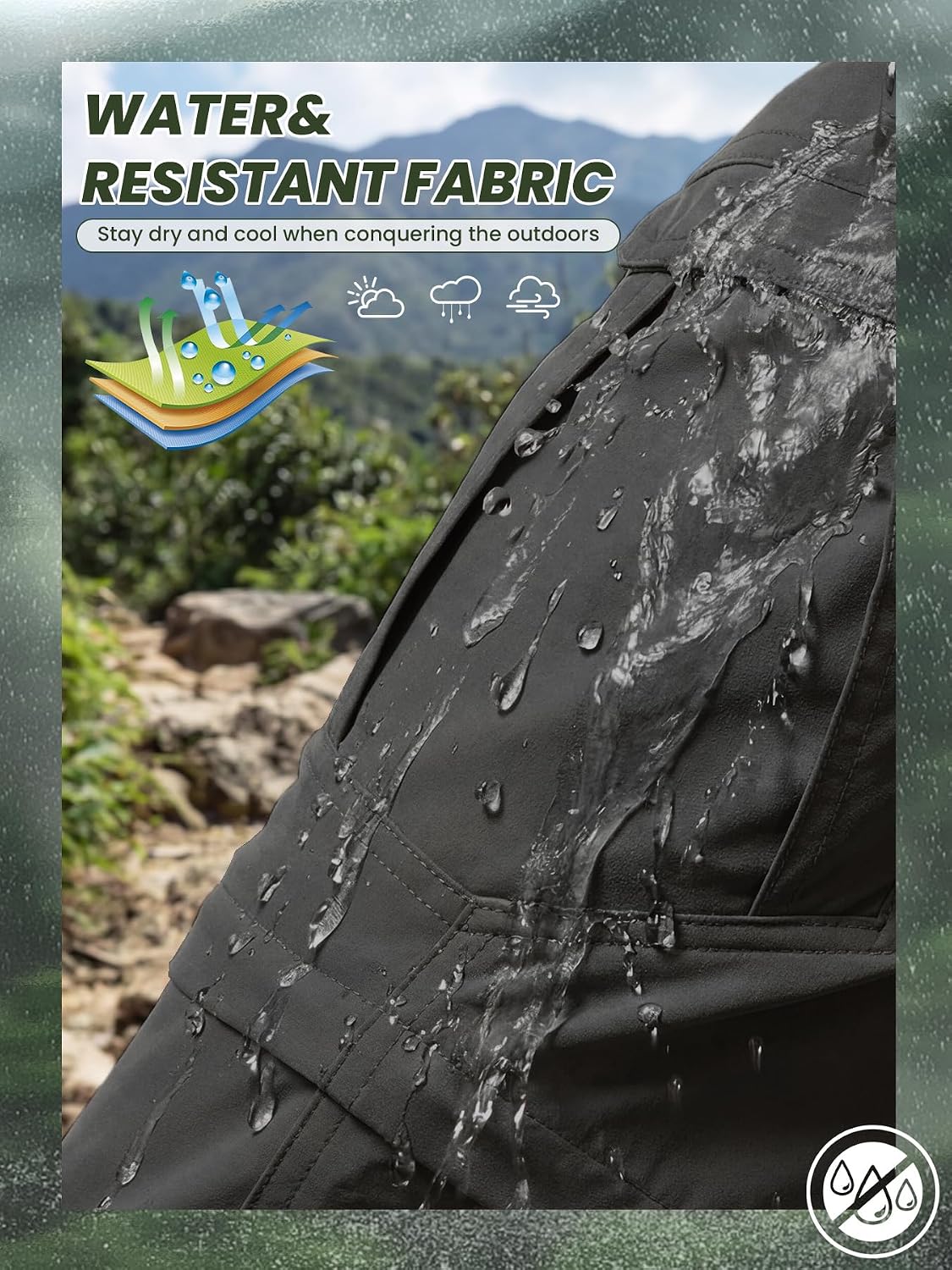 Men's Convertible Hiking Pants with 7 Pockets, Zip-Off Quick-Dry