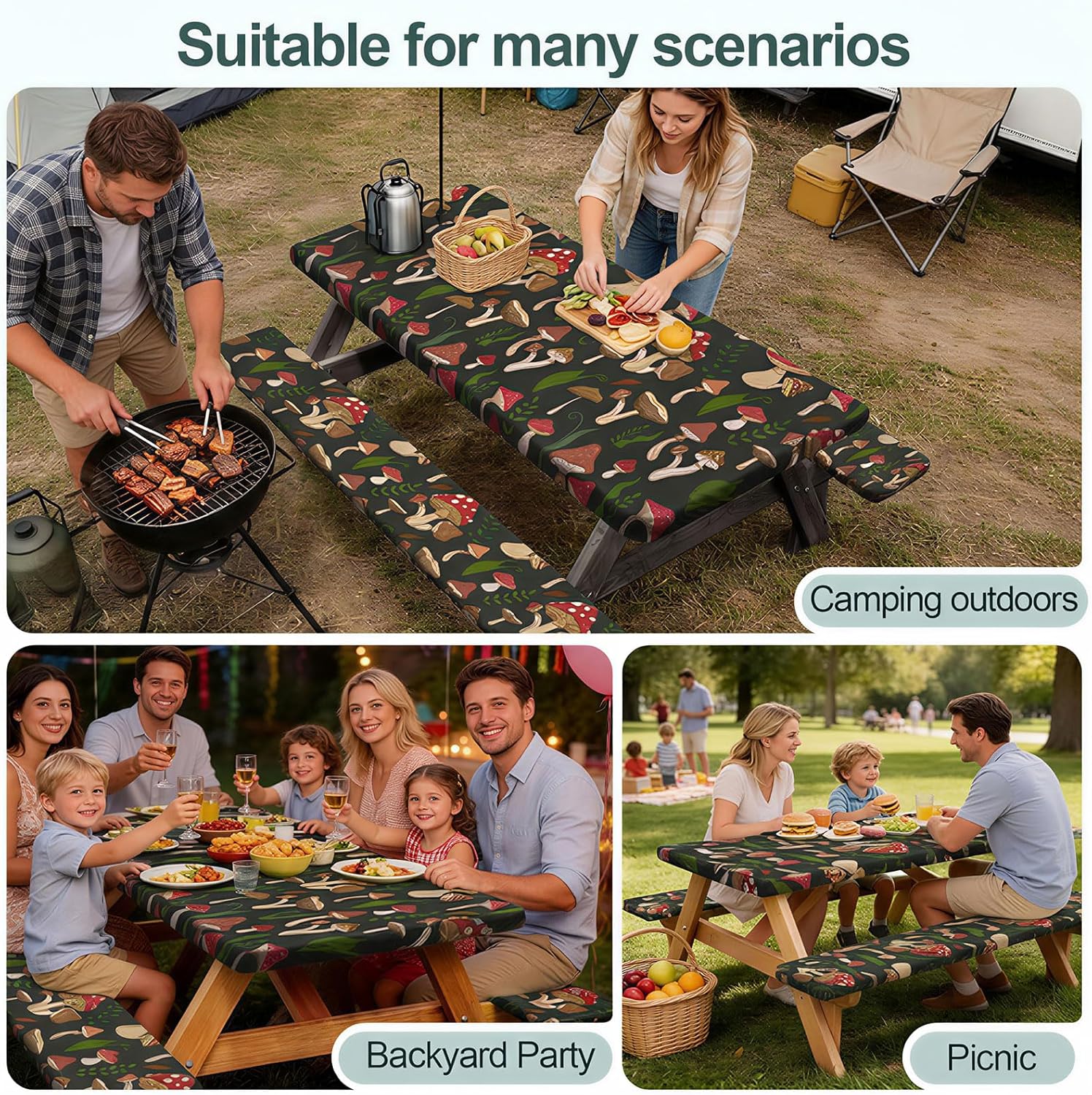 Play Tailor Picnic Table Cover Bench Covers Camping Essentials Tablecloth