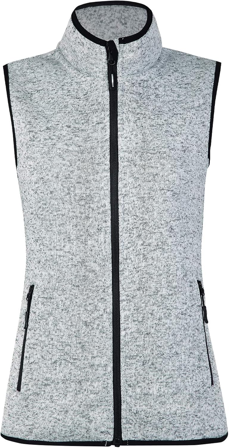 Zip Up Womens Vest with Zipper Pockets Sweater Fleece Vest