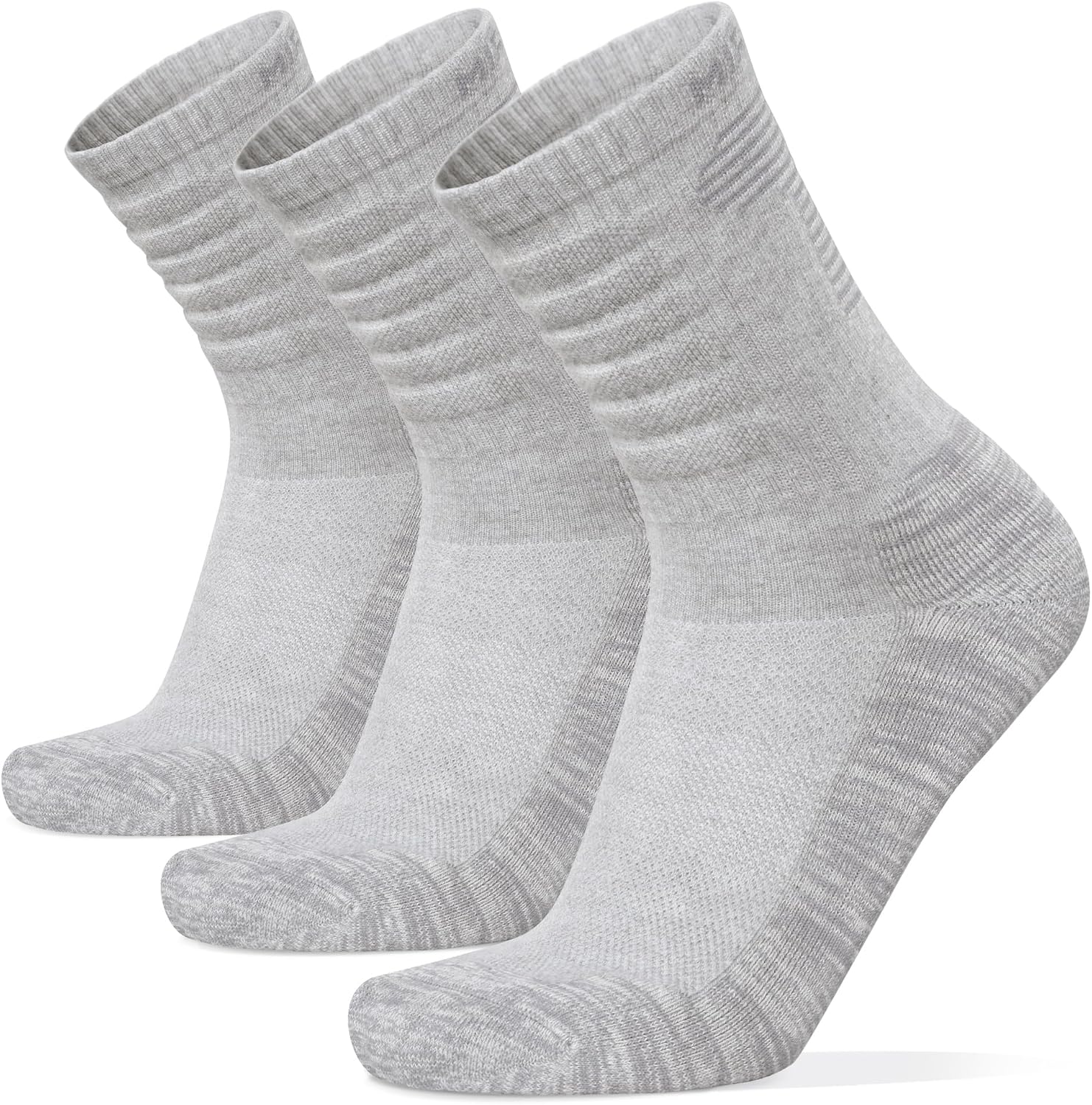 MIRMARU 3 Pairs Seamless Toe Hiking Outdoor Trail Running Trekking Moisture Wicking Cushion Crew Athletic Socks