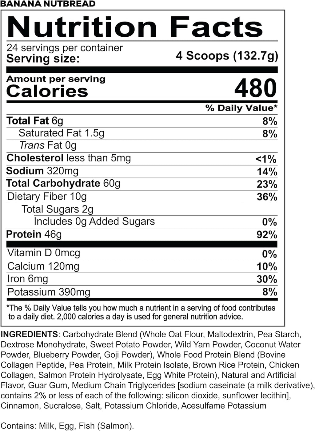 REDCON1 MRE Whole Food Protein Powder, Banana Nut Bread - Meal Replacement Made with Animal and Plant Based Protein Sources, Nutrient and Calorie Dense, 0g Added Sugar (24 Servings)