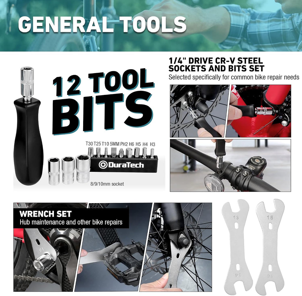 DURATECH 31 Pieces Bicycle Tool Kit, Bike Repair Tools with Storage Box