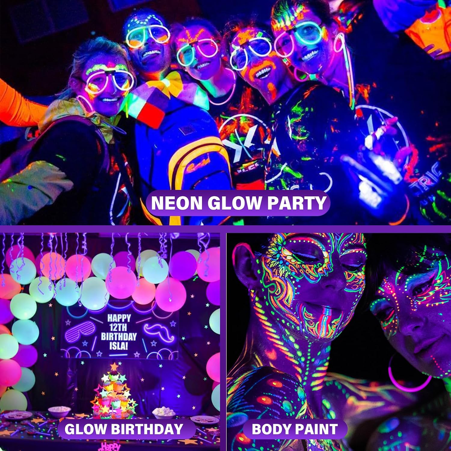 Rechargeable Black Light, Cordless 395nm LED Blacklight for Neon Glow Party