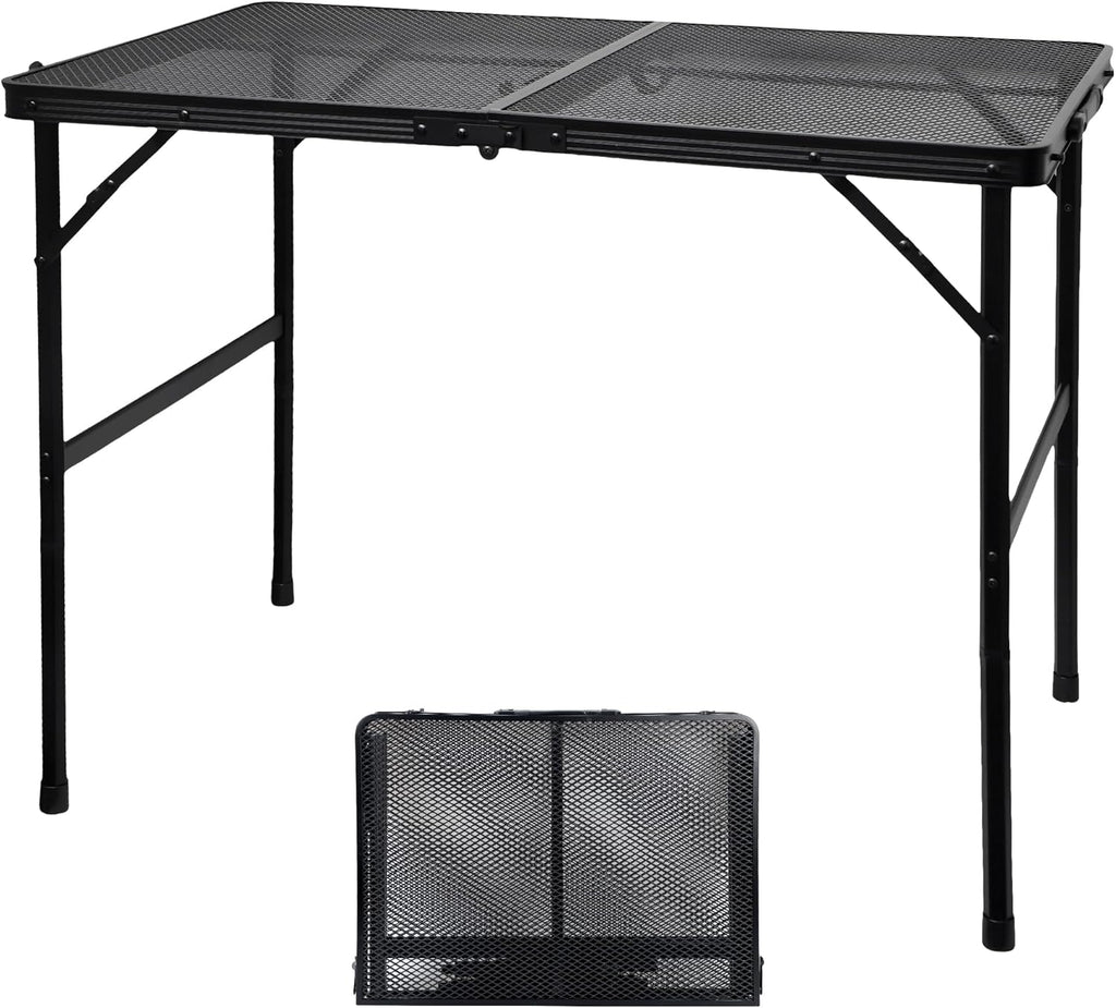 GREGIN Folding Camping Grill Table, Outdoor Metal Table. Foldable, Portable