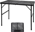 GREGIN Folding Camping Grill Table, Outdoor Metal Table. Foldable, Portable