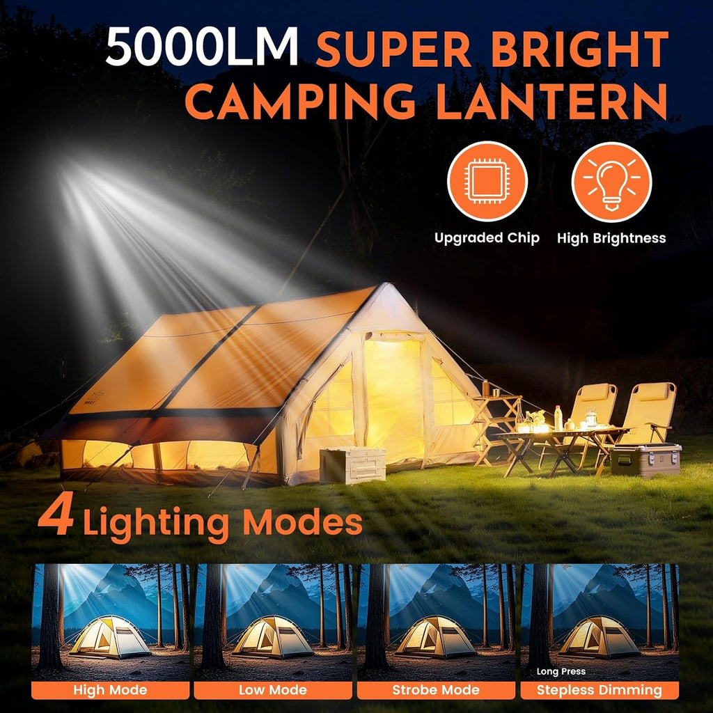 12000mAh Camping Lights 2Pack, 42W Tent Light, Flashlight Portable