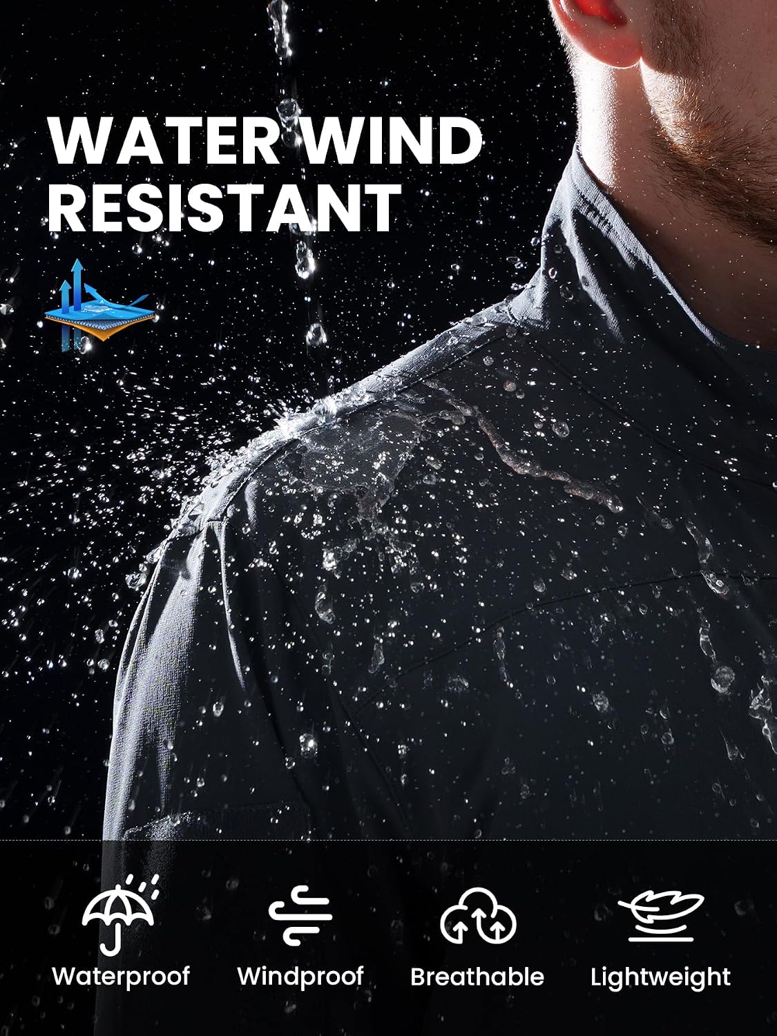 Men's Lightweight Tactical Jacket 4-Way Stretch,Waterproof