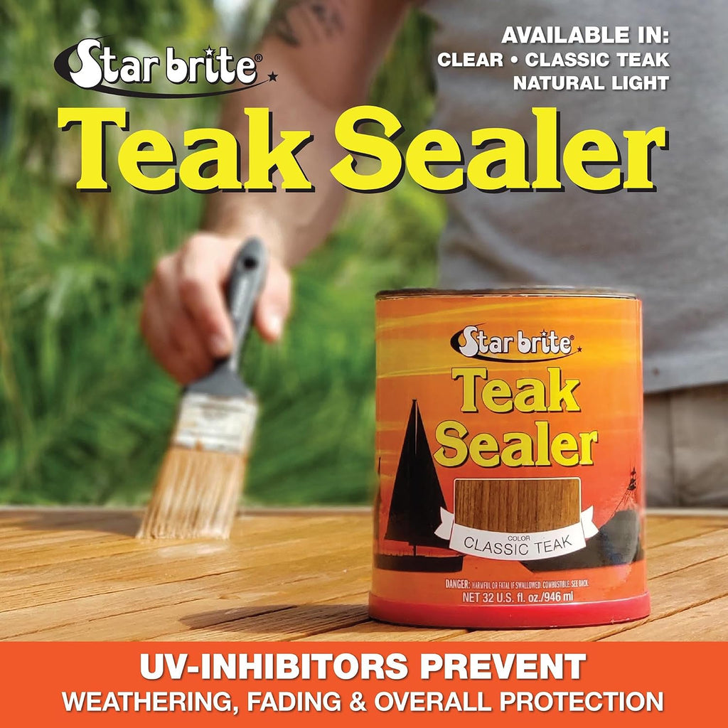 STAR BRITE Teak Sealer - No Drip, No Splash Formula - One-Coat, Durable Protection for All Fine Woods - Perfect for Outdoor Furniture & Marine Use - Classic Teak 16 OZ (088016)