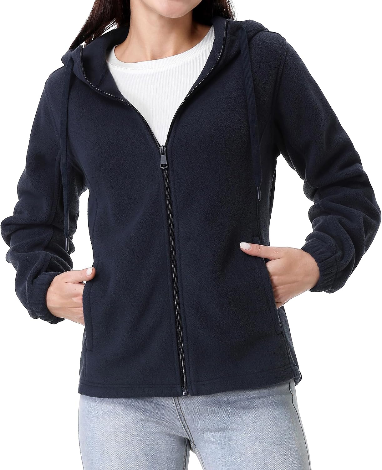 GIMECEN Women's Soft Polar Fleece Jacket Full Zip Hooded Sweatshirts