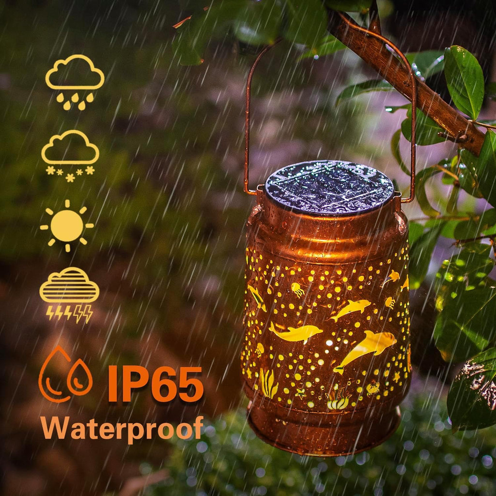 EZTZEN Dolphin Metal Solar Lanterns,Dolphin Gifts for Women Men