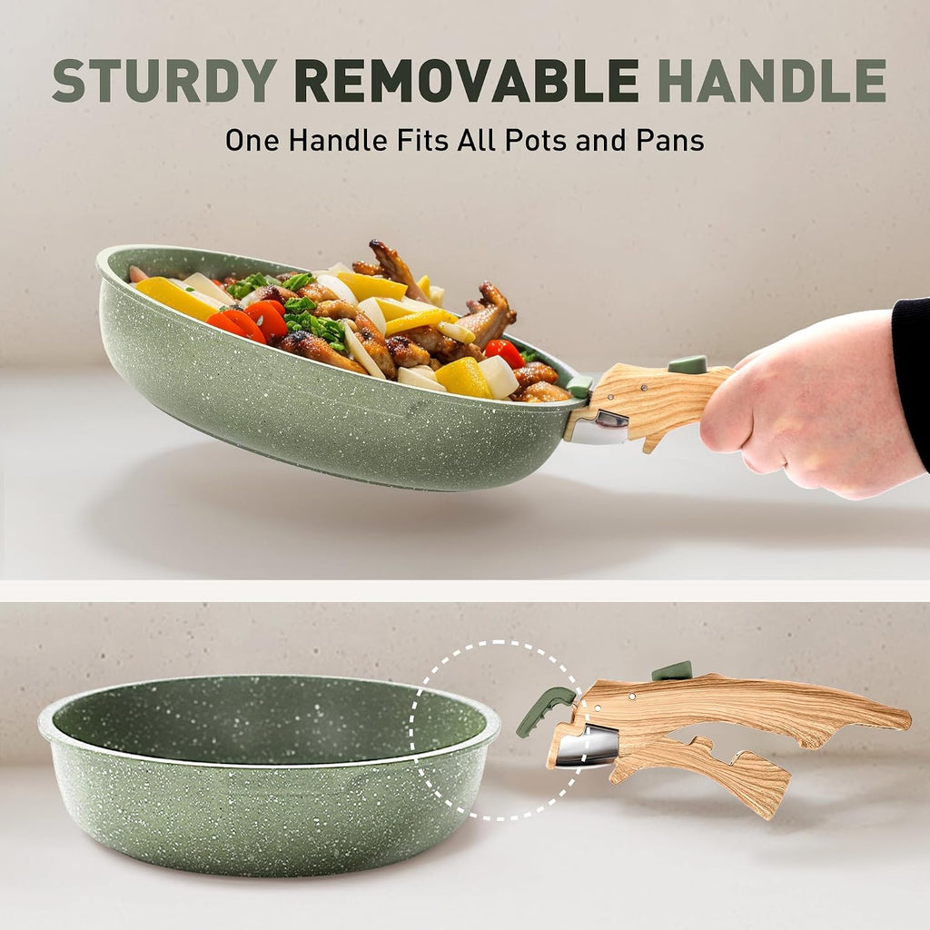 MAISON ARTS Camping Pots and Pans Set Non Stick with Removable Handle