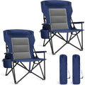 LET'S CAMP Oversized Camping Chairs High Back Lawn Chair 2 Pack(Blue)500LBS