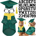 Huhumy 5 Pcs Dog Graduation Costume Set Include 2026 Pet Graduation Gown with Stole Puppy Grad Cap Lensless Glasses DIY Letter Stickers for Dogs Cats Holiday Costume Accessory(Green Yellow,S)