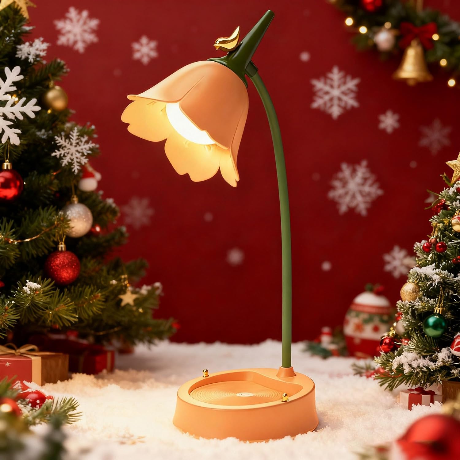 magical JD LED Desk Lamp Cordless Table Light Adjustable Gooseneck Dimmable Touch Rechargeable Battery Eye-Caring Night Light for Kids, Mini Cute Lamp for College Dorm Bedroom Reading, Yellow
