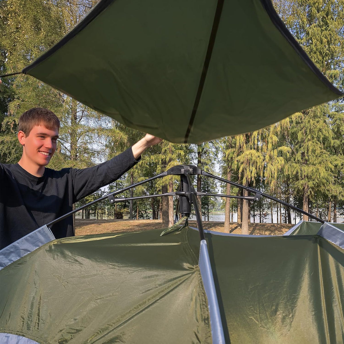 Night Cat Pop Up Tent 2-3 Persons Instant Set Up Tent with Footprint Tarp & Porch, Automatic Double Layer Waterproof Camping Tent with Rainfly