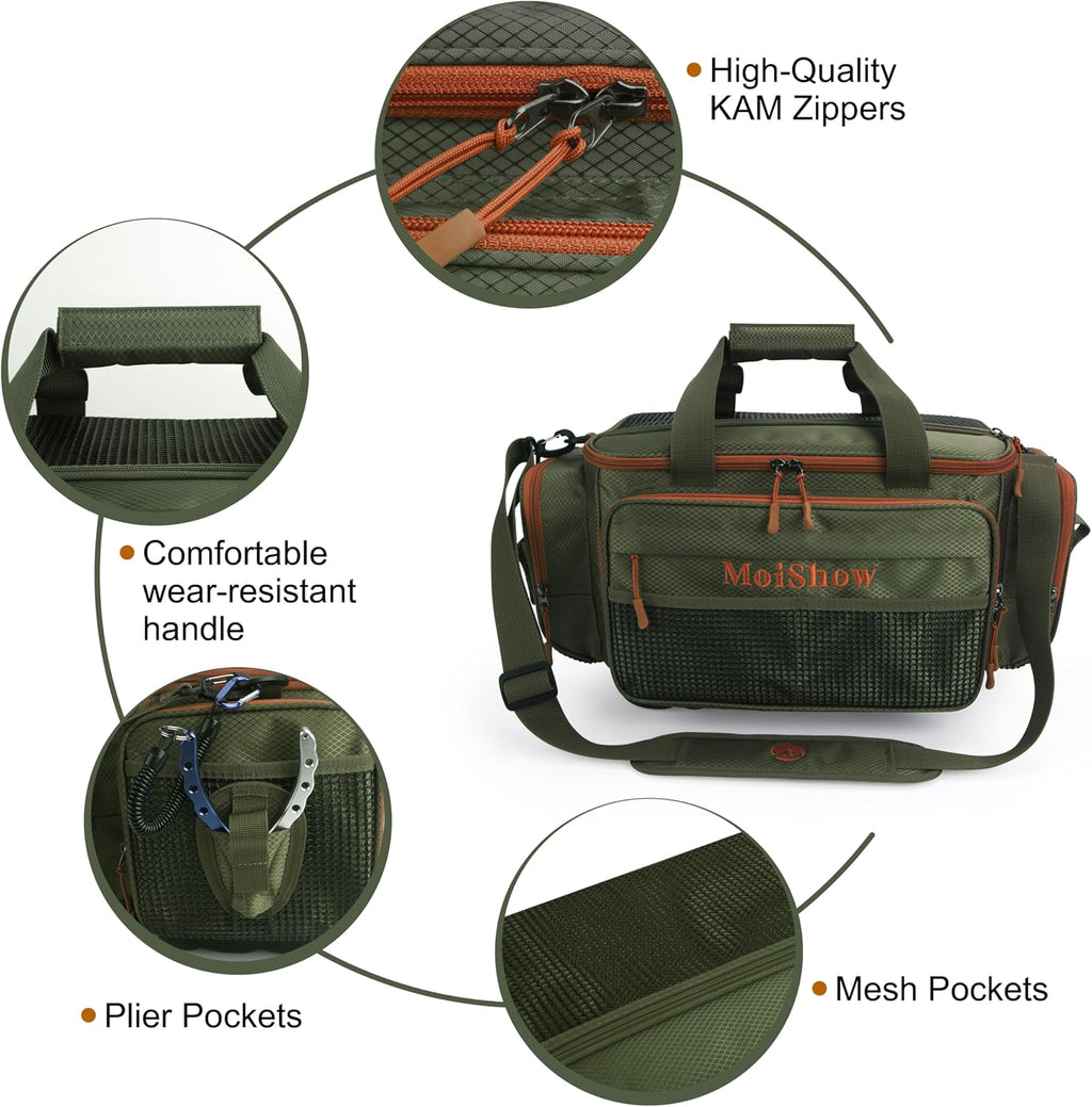 Fishing Tackle Box Bag - Fishing Bags for Saltwater or Freshwater (#Green) Fishing Tackle Bags - Padded Shoulder Strap - Tackle Bag for 3600 3700 Tackle Box