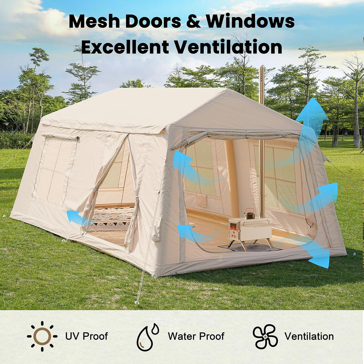 Inflatable Tents for Camping, Blow Up Tent with Stove Jack, Ytaoeo Hot Tent