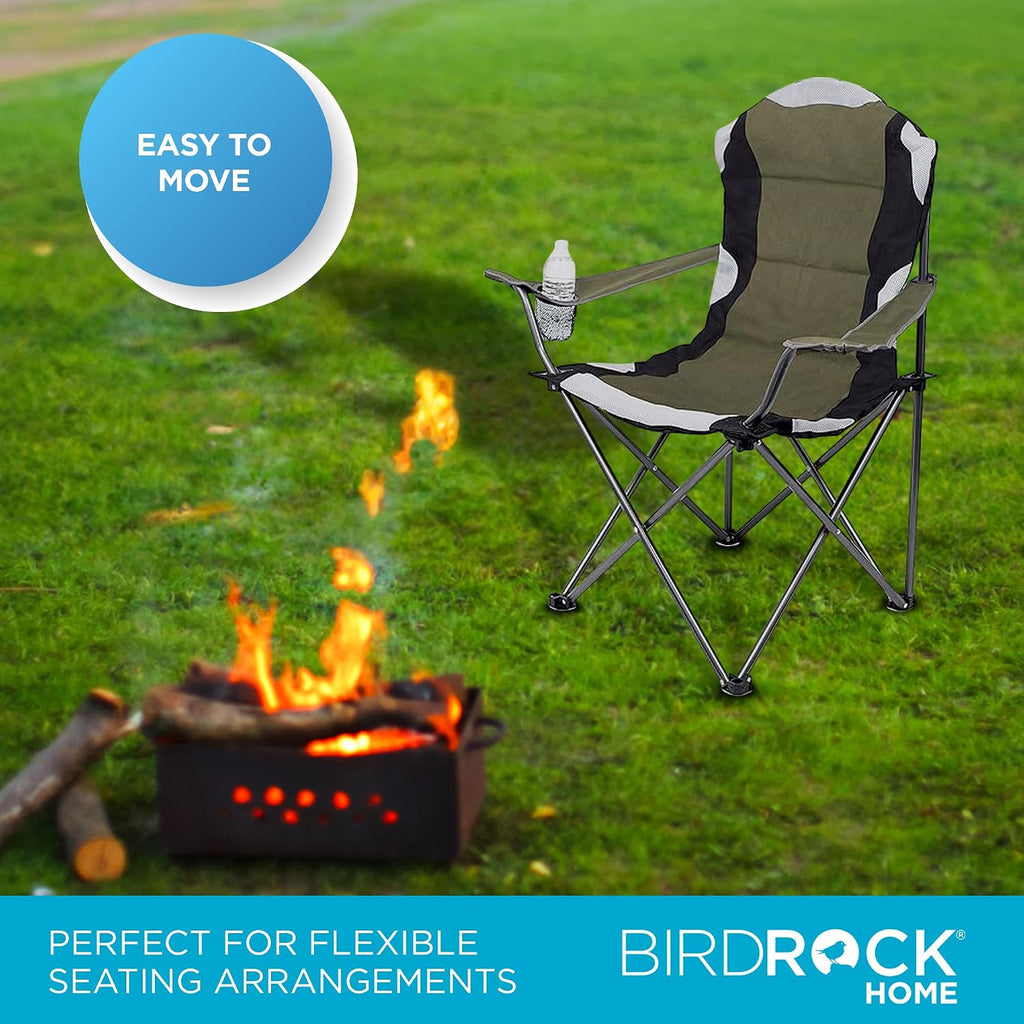 Internet's Best Padded Camping Folding Chair | Outdoor | Green | Sports | Cup Holder | Comfortable | Carry Bag | Beach | Quad