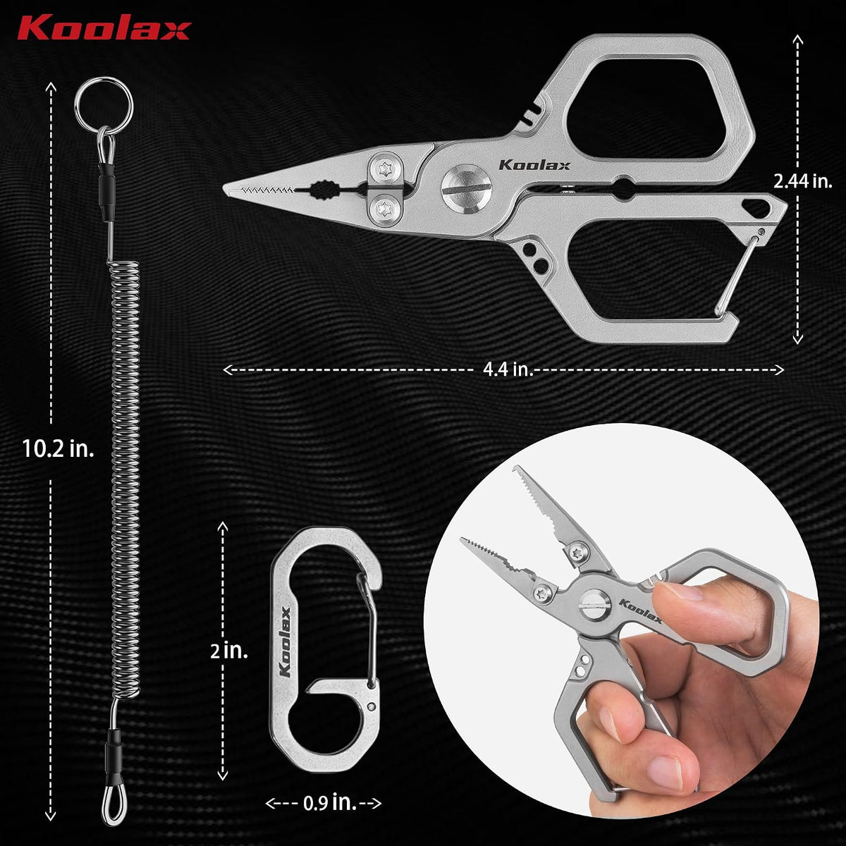 Titanium Fishing Pliers, 4.4" Saltwater Resistant Fishing Scissors, Tungsten Cutters, Multi-function Tool with Lanyard, Split Ring Hook Remover, Gifts for Men