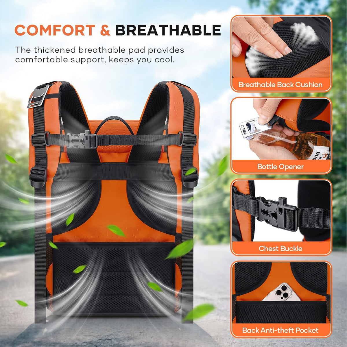 RealCool Insulated Cooler Backpack, 33 Can Leakproof Soft Camping Bag