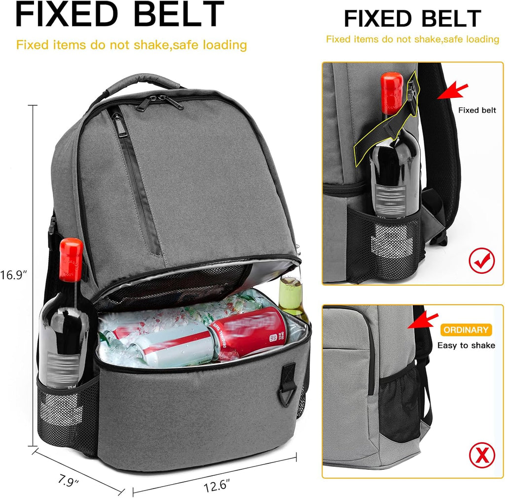 TUGUAN Dual Compartment Cooler Backpack Insulated 16Cans Lunch Box Backpack