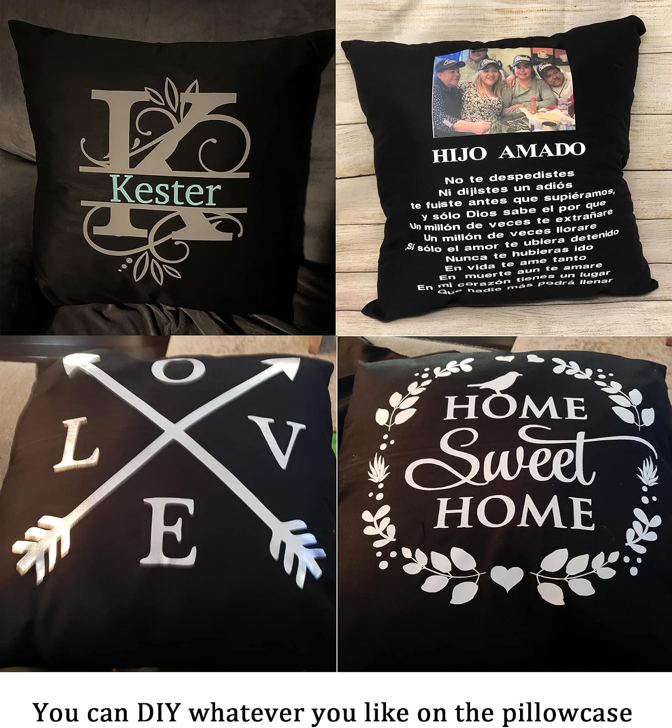 Thmyo 4-Pack 100% Cotton Solid Decorative Throw Pillow Case 18x18inch Black
