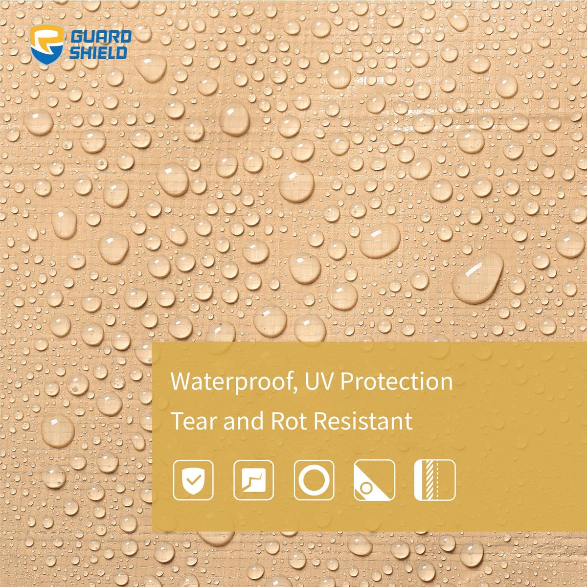 GUARD SHIELD Tarps Heavy Duty Waterproof Beige Plus+ 8x10 FT Large 12 mil