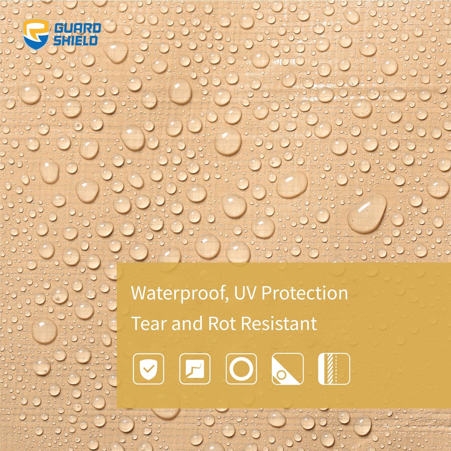 GUARD SHIELD Tarps Heavy Duty Waterproof Beige Plus+ 10x10 FT Large 12 mil