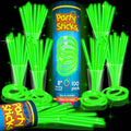 PartySticks Green Glow Sticks - 100pk, 8 Inch Glow in the Dark Light Up Sticks and Connectors for Party Favors, Decorations, Necklaces and Bracelets