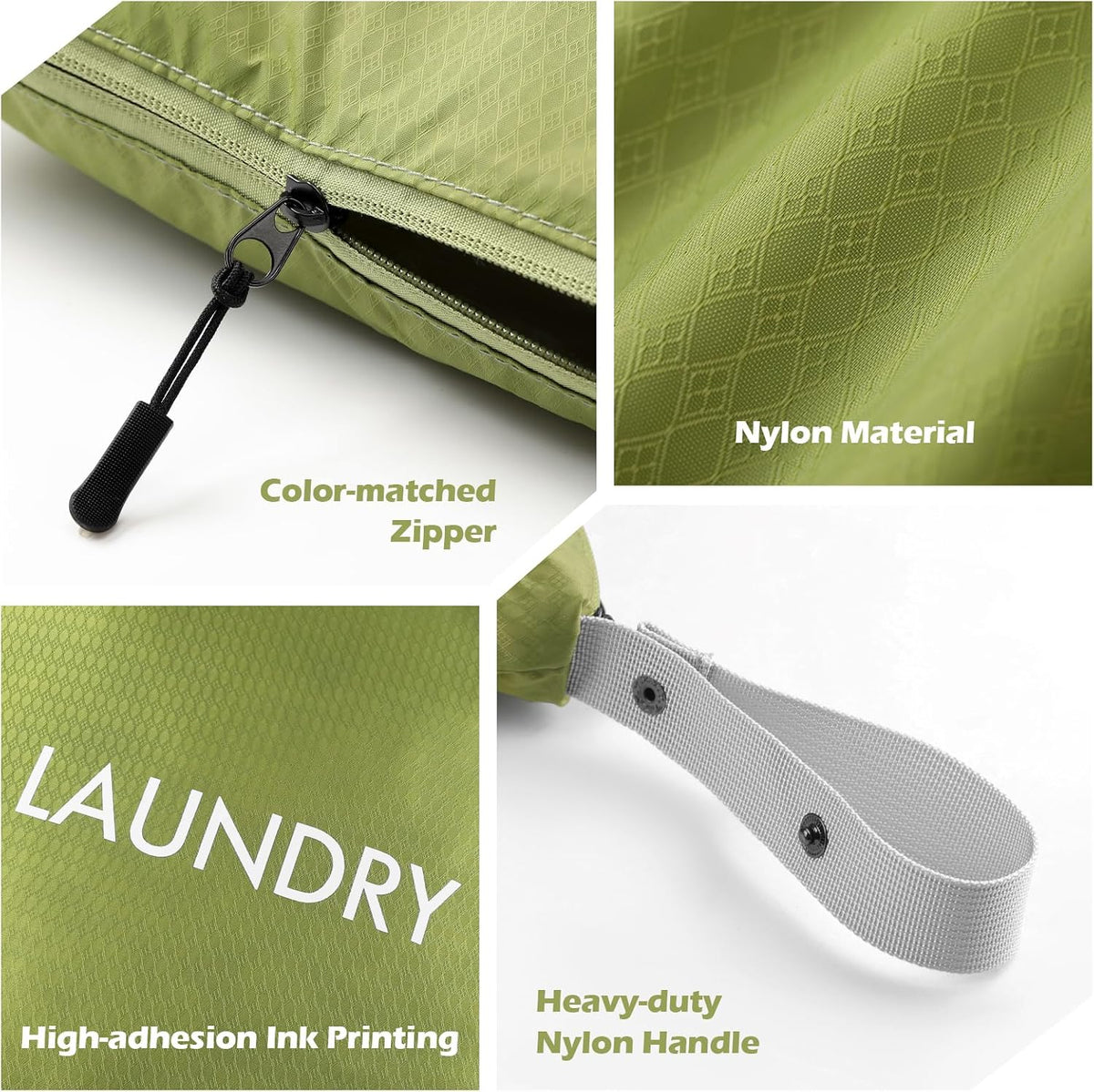 WiseBoy 2-Pack Laundry Bags, Travel Dirty Clothes Bag Zippered with Handle