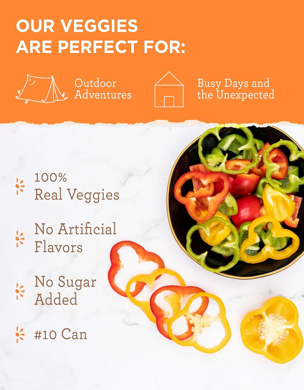 SIMPLE KITCHEN Dehydrated Bell Peppers #10 Can, 153 Servings, Camping Food