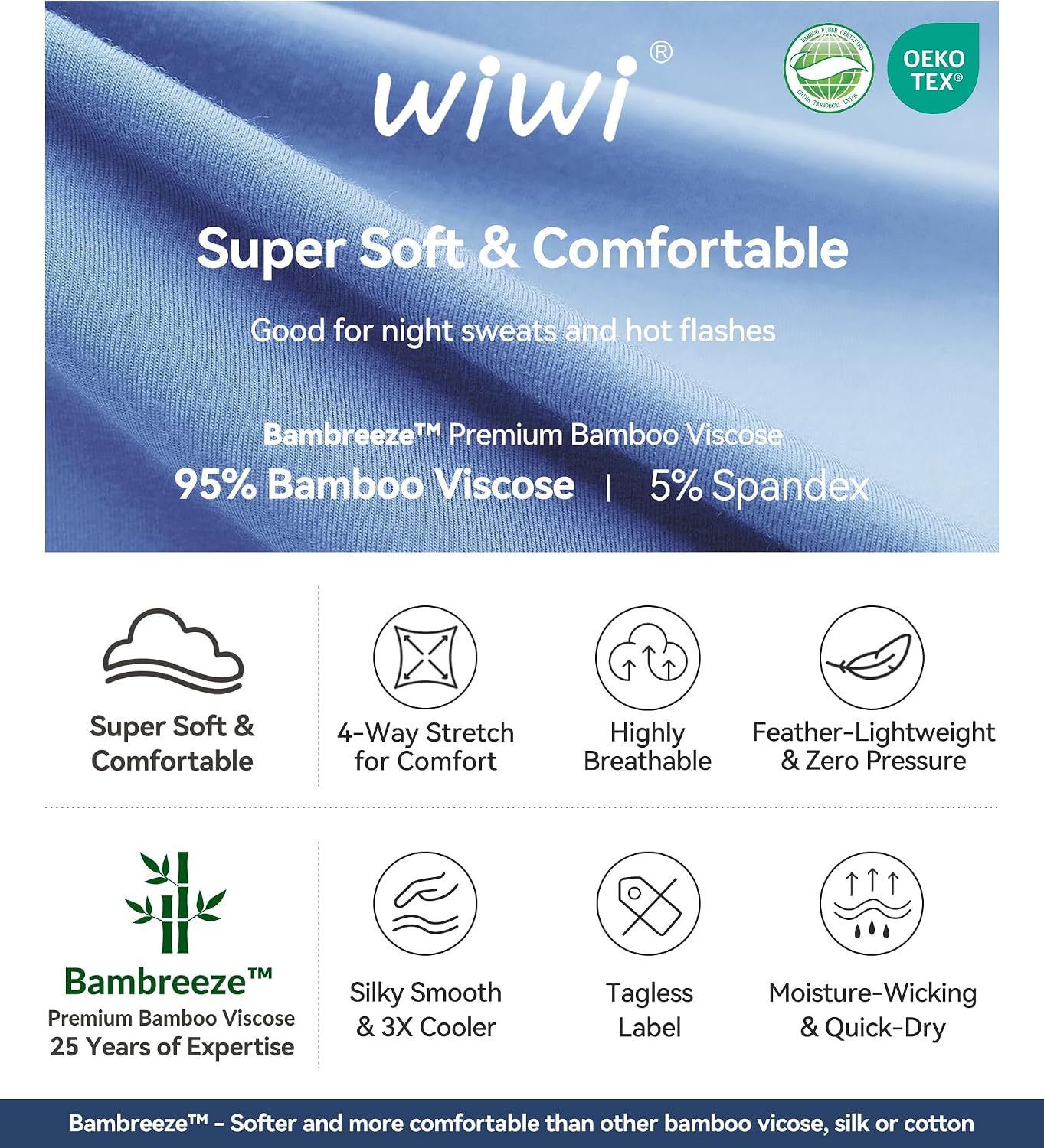 WiWi Soft Underwear for Women Thermal Long Johns Sets Super Warm Base Layer Top Pants Pajamas Set Viscose from Bamboo S-3X