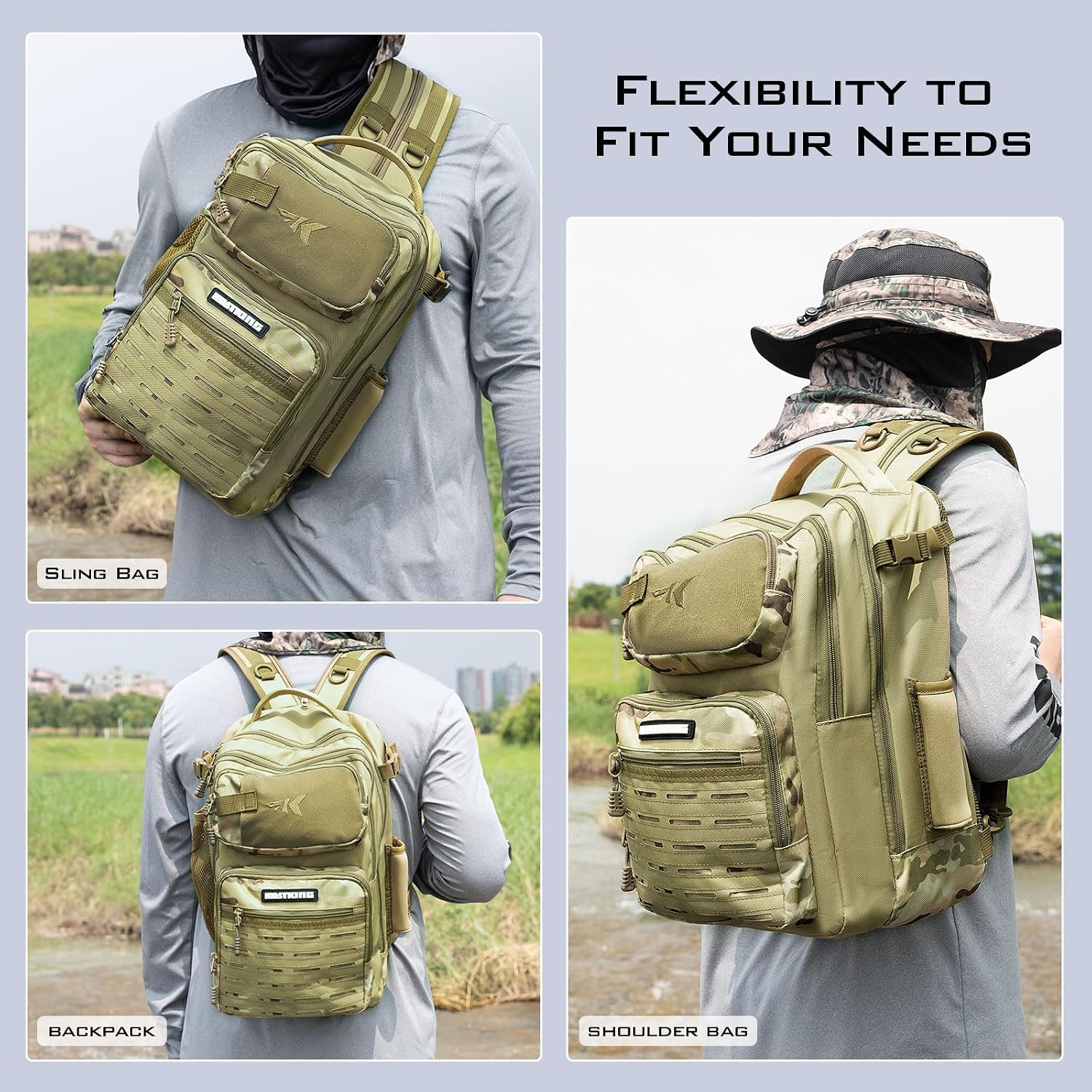KastKing Blowbak Fishing Sling Bag, Fishing Backpack with Rod Holder