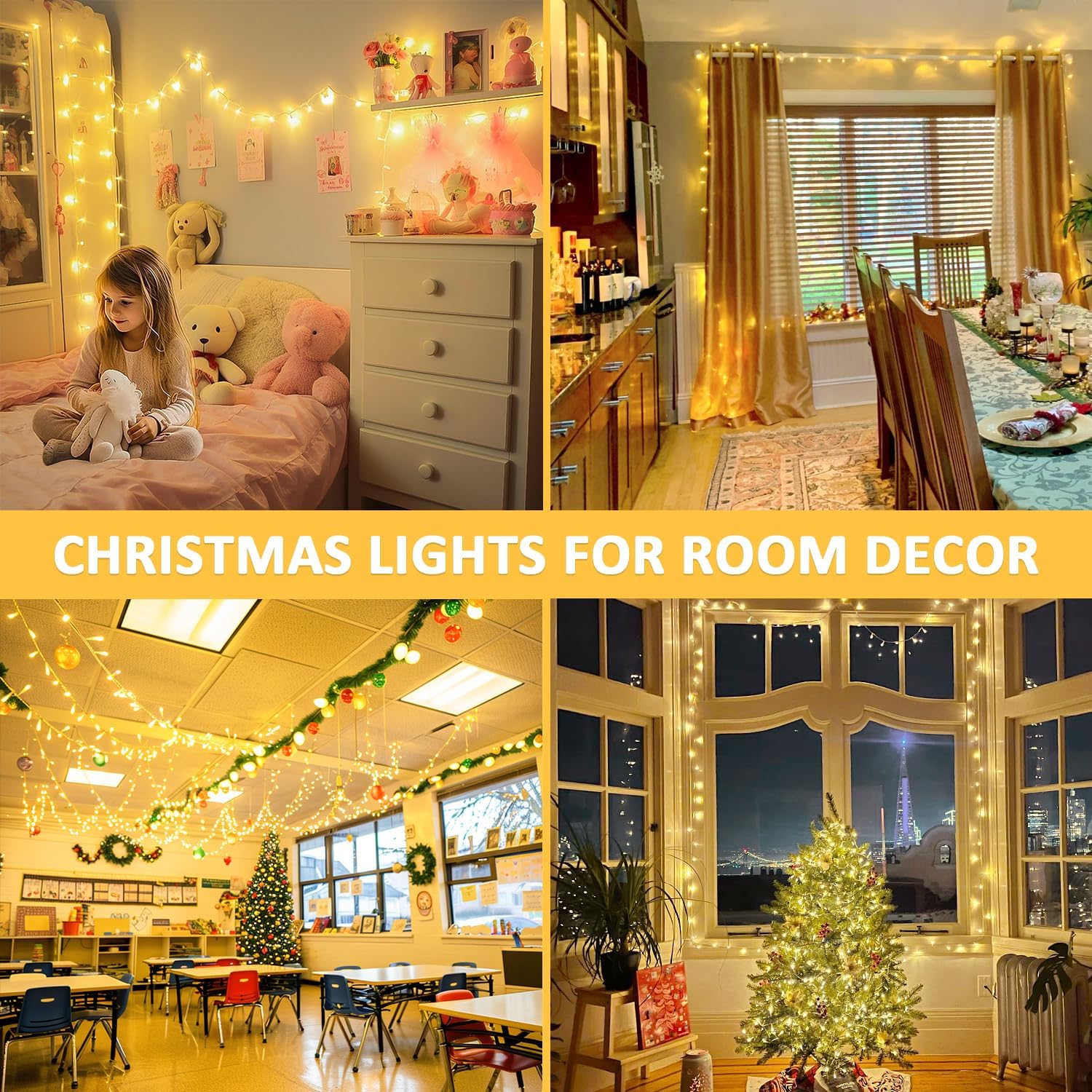 JMEXSUSS 400 LED Christmas Lights Outdoor, Classroom Lights Plug in