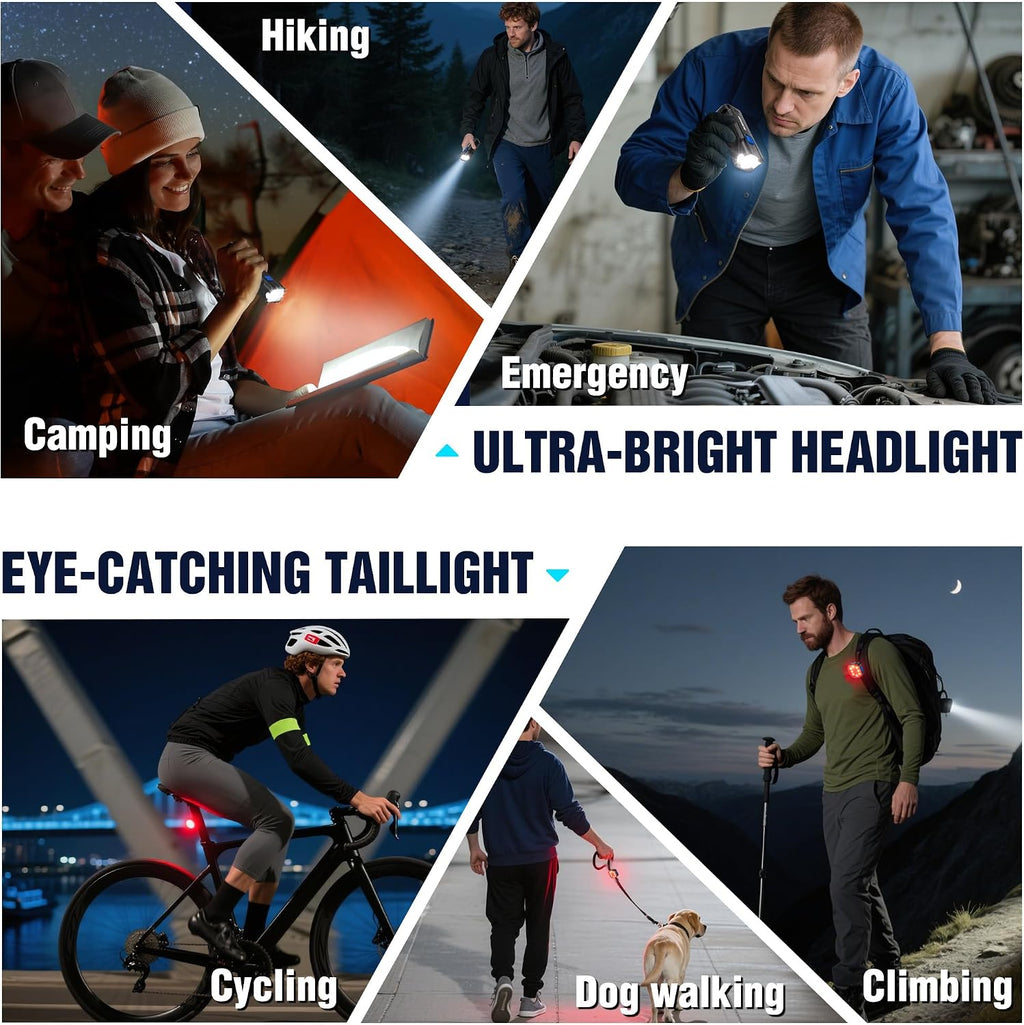 WORKPRO Bike Light for Night Riding, Rechargeable Bike Light Front and Back