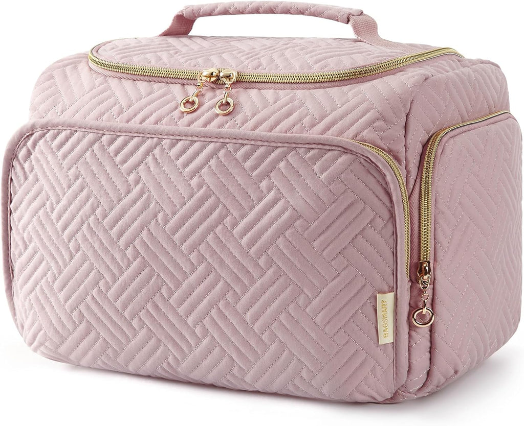BAGSMART Travel Toiletry Bag for Women, Cosmetic Bag Makeup Bag Organizer with Handle, Travel Bag for Toiletries, Travel Accessories, Full Sized Container