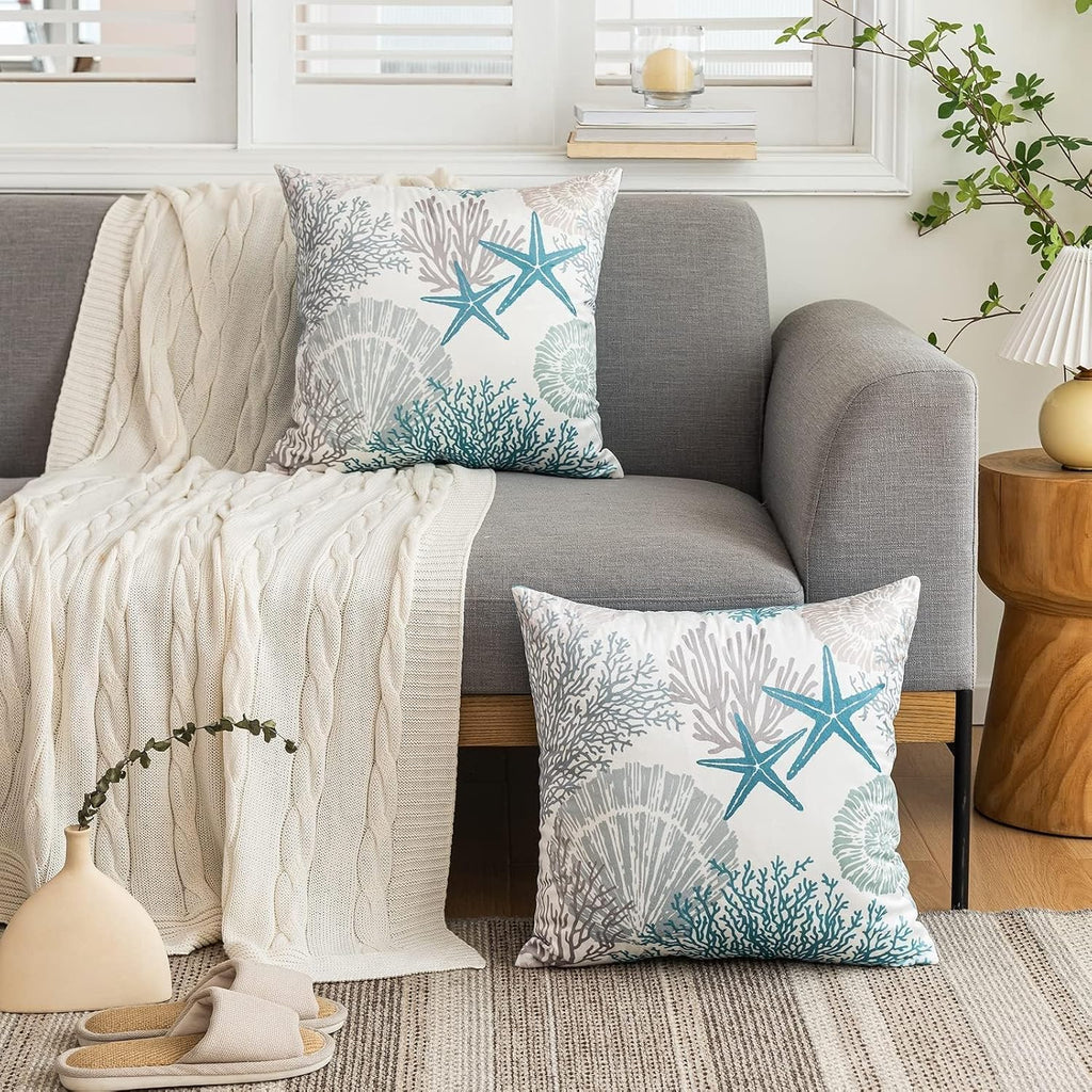 Tritard Coastal Pillow Covers Set of 2, 18x18, Blue